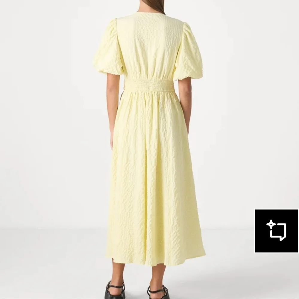 Abercrombie & Fitch Tie Front Puff Sleeve Textured Maxi Dress